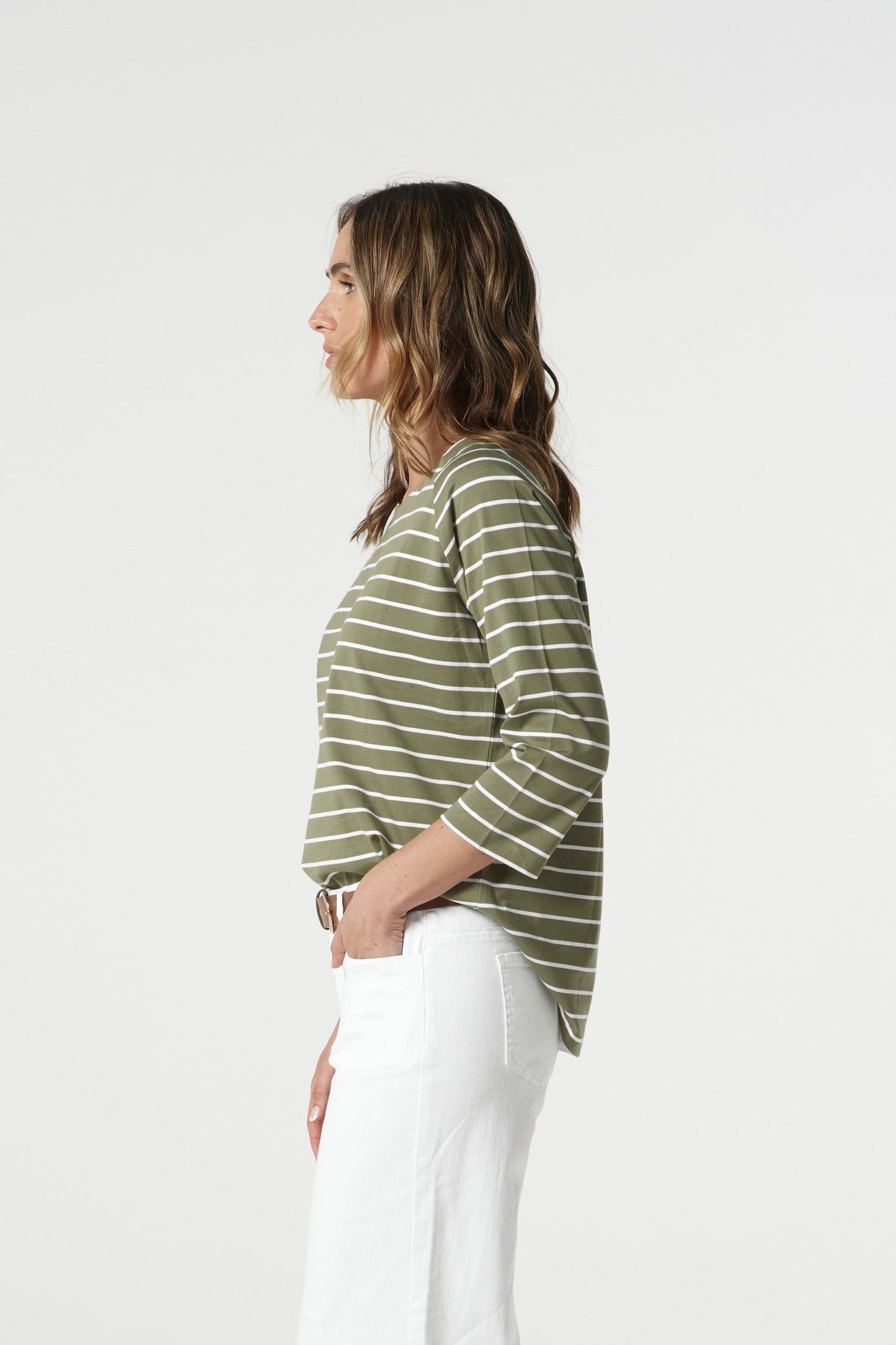 GOONDIWINDI COTTON 3/4 SL STRIPE TEE