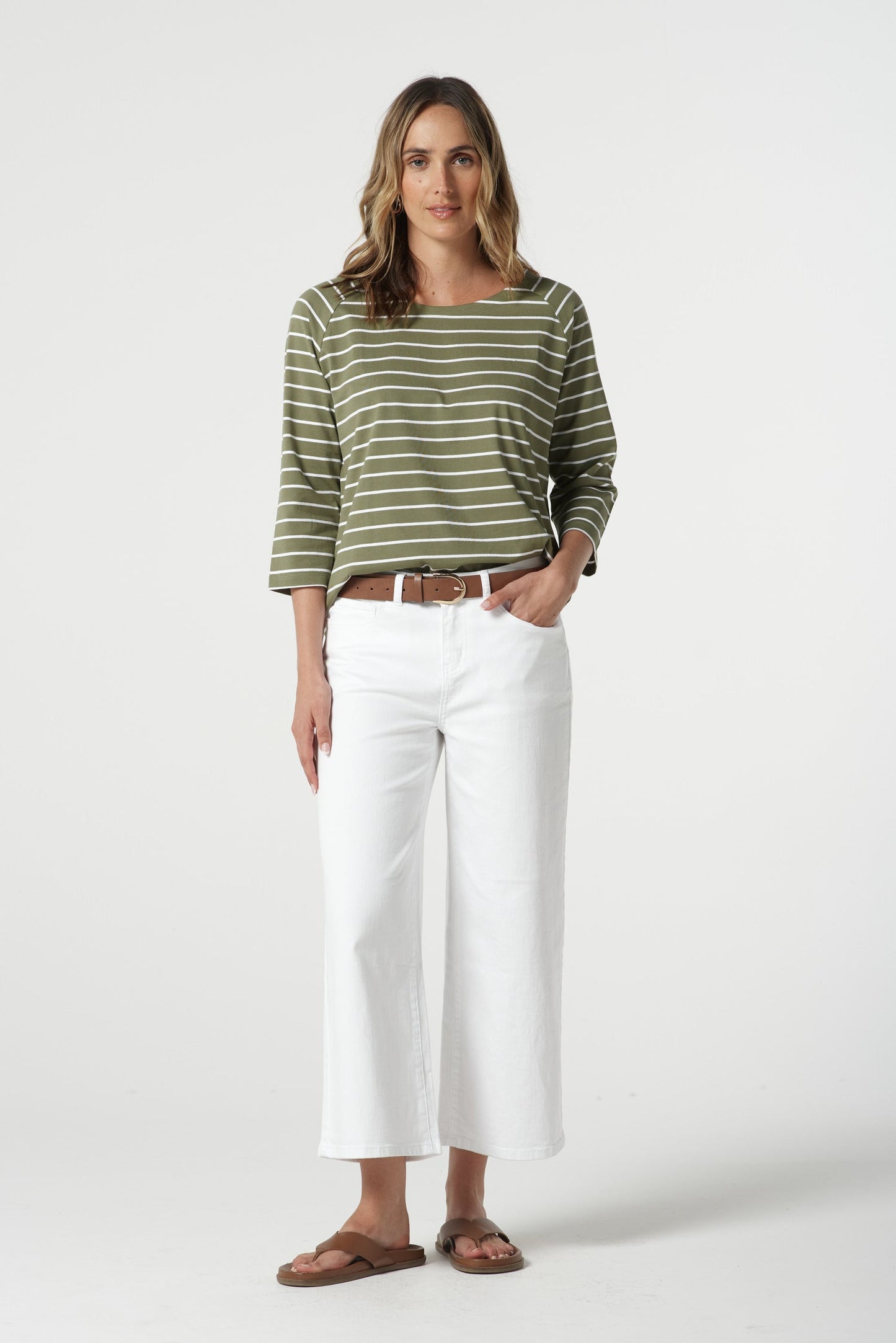 GOONDIWINDI COTTON 3/4 SL STRIPE TEE