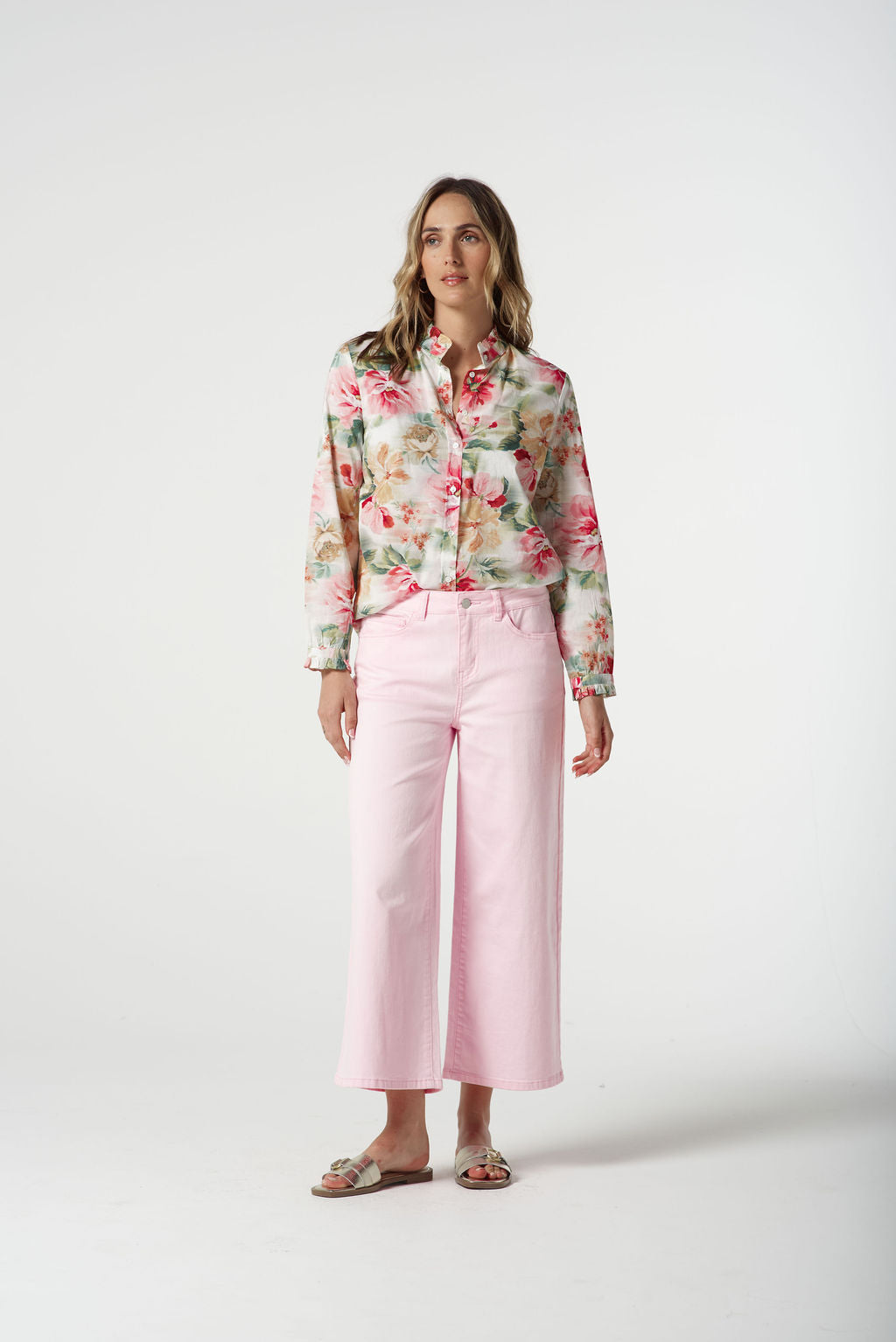 GOONDIWINDI COTTON FLORAL FRILL COLLAR SHIRT