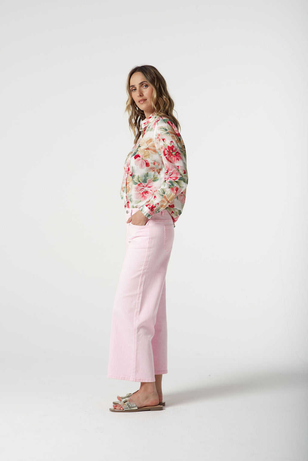GOONDIWINDI COTTON FLORAL FRILL COLLAR SHIRT