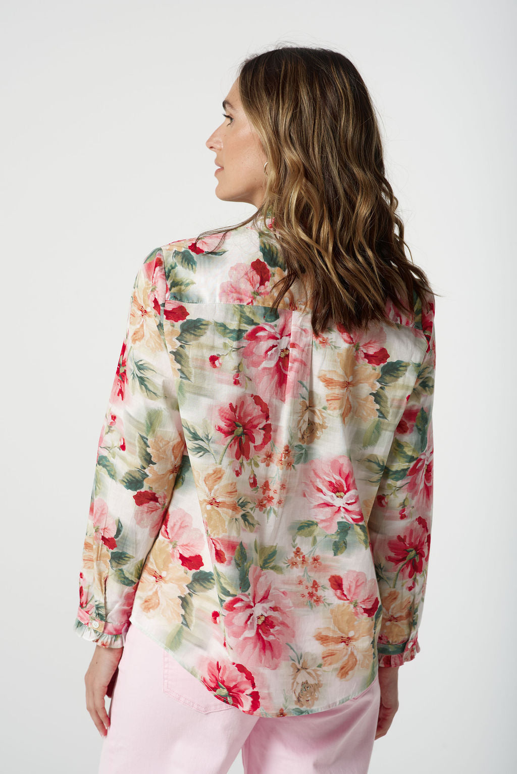 GOONDIWINDI COTTON FLORAL FRILL COLLAR SHIRT