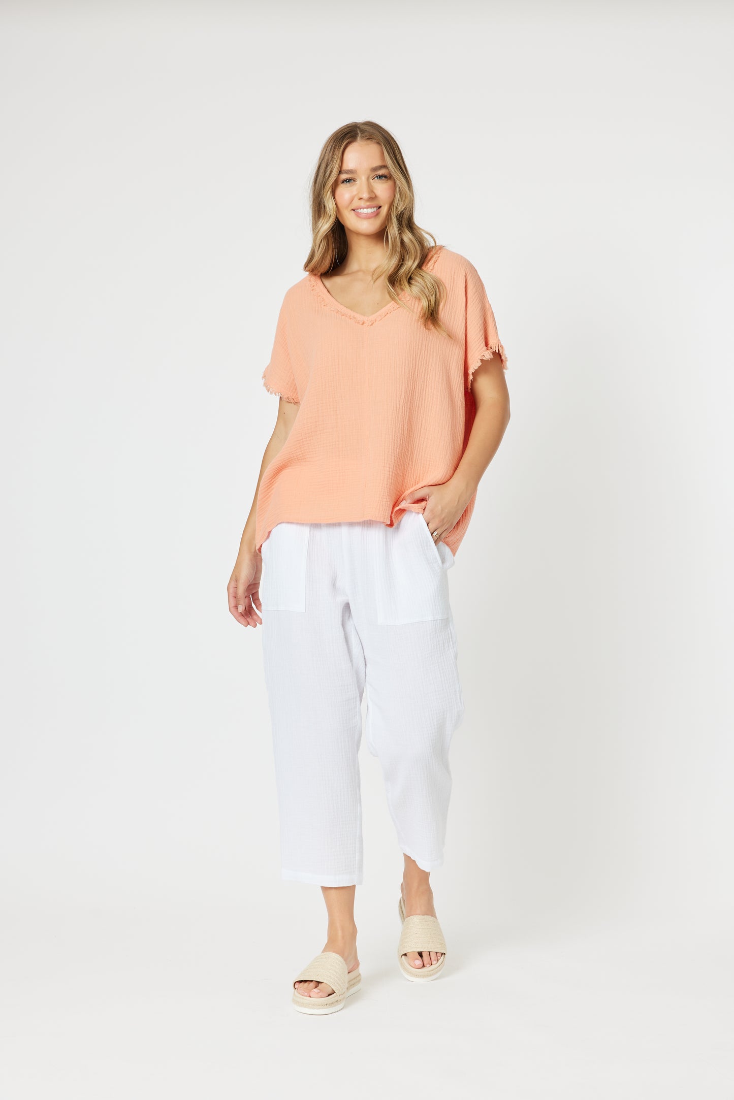 THREADZ COTTON V NECK TOP