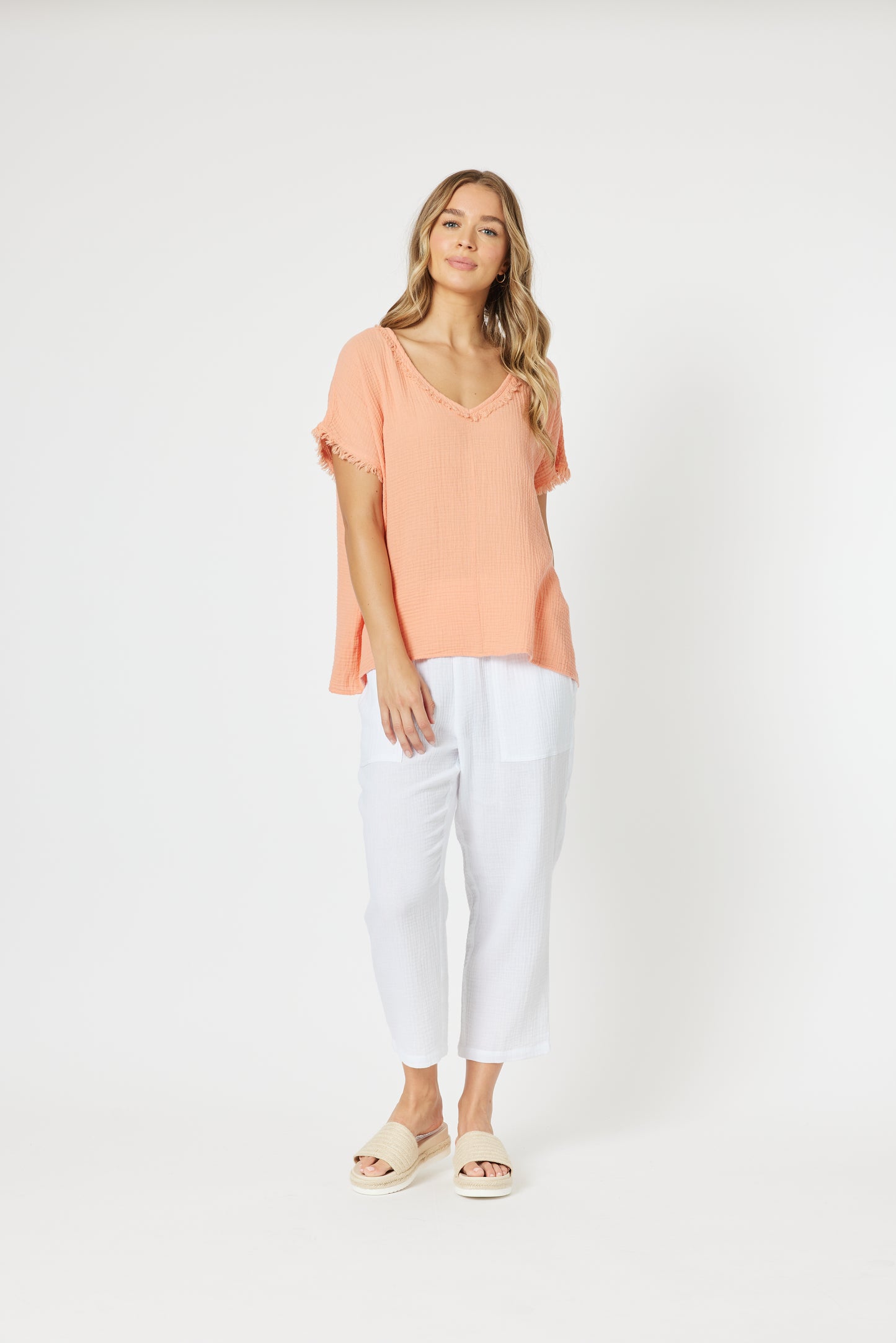 THREADZ COTTON V NECK TOP