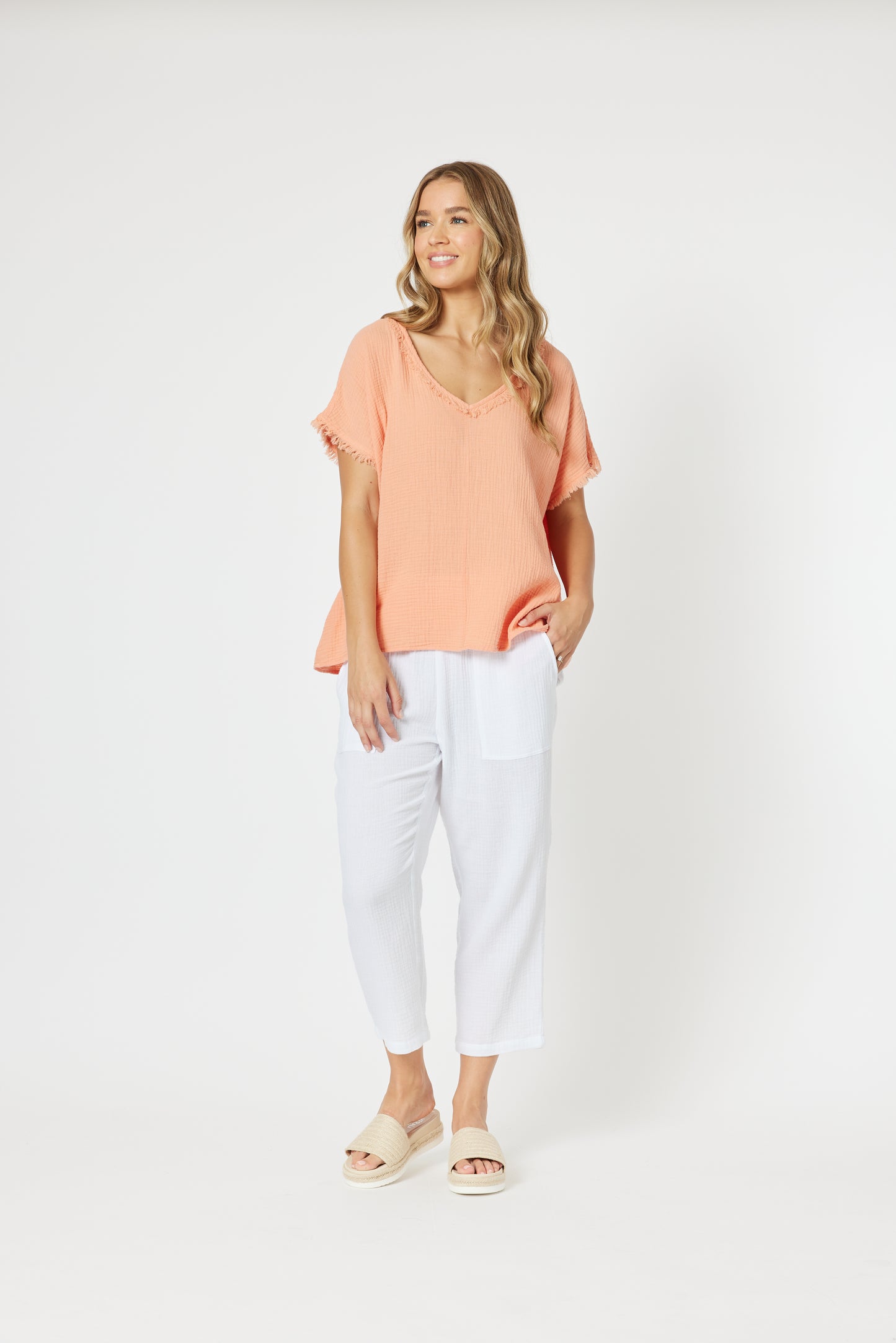 THREADZ COTTON V NECK TOP
