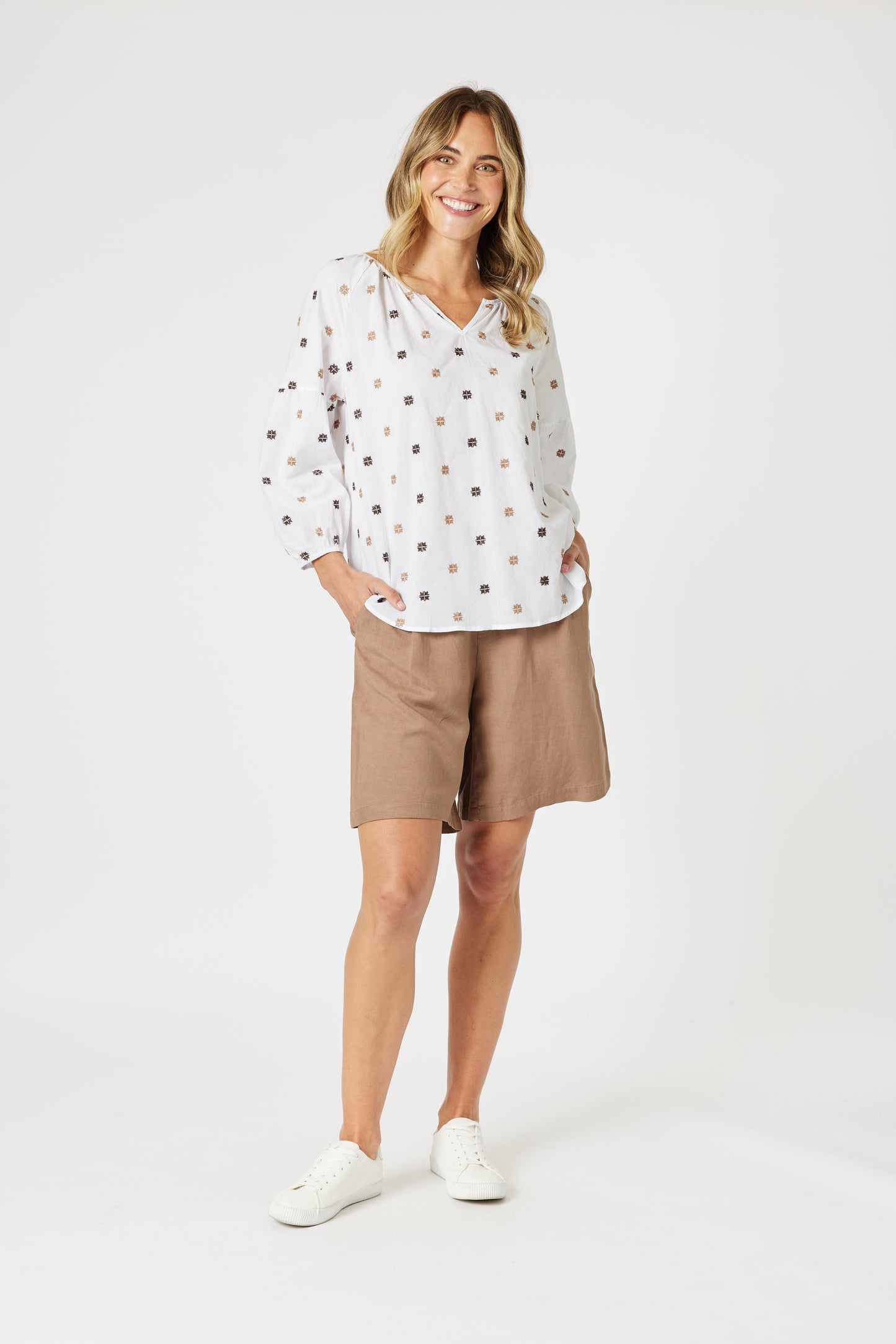 GORDON SMITH RATTAN EMB TOP