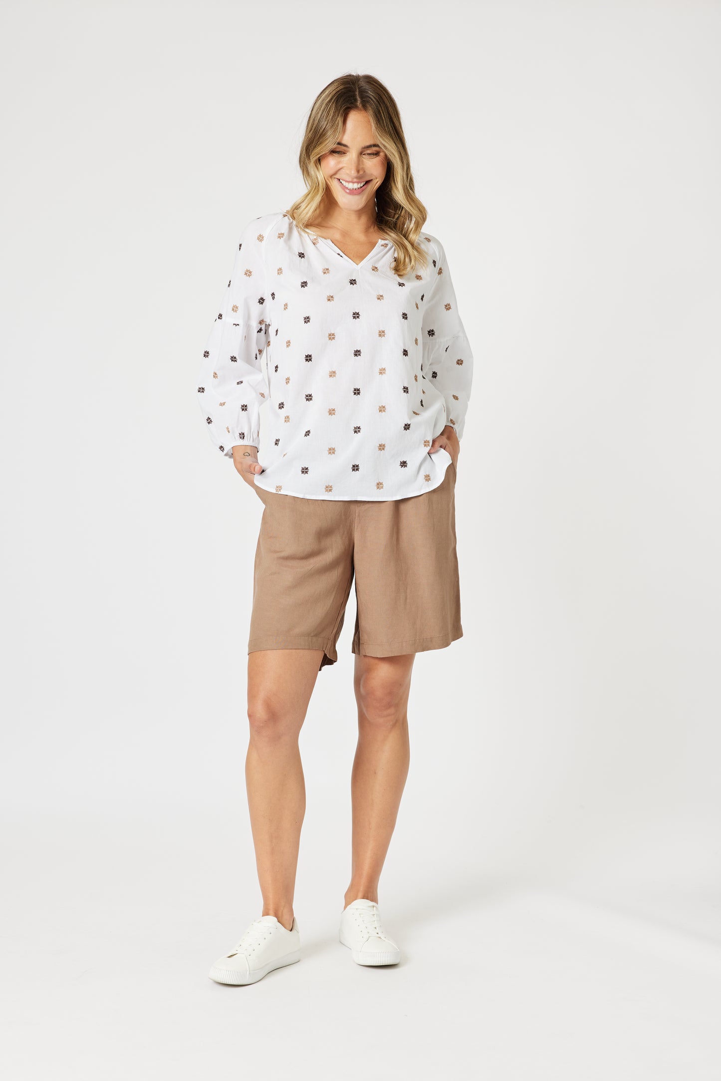 GORDON SMITH RATTAN EMB TOP