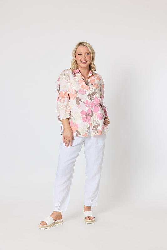 GORDON SMITH AMALFIE ROSE PRINT SHIRT