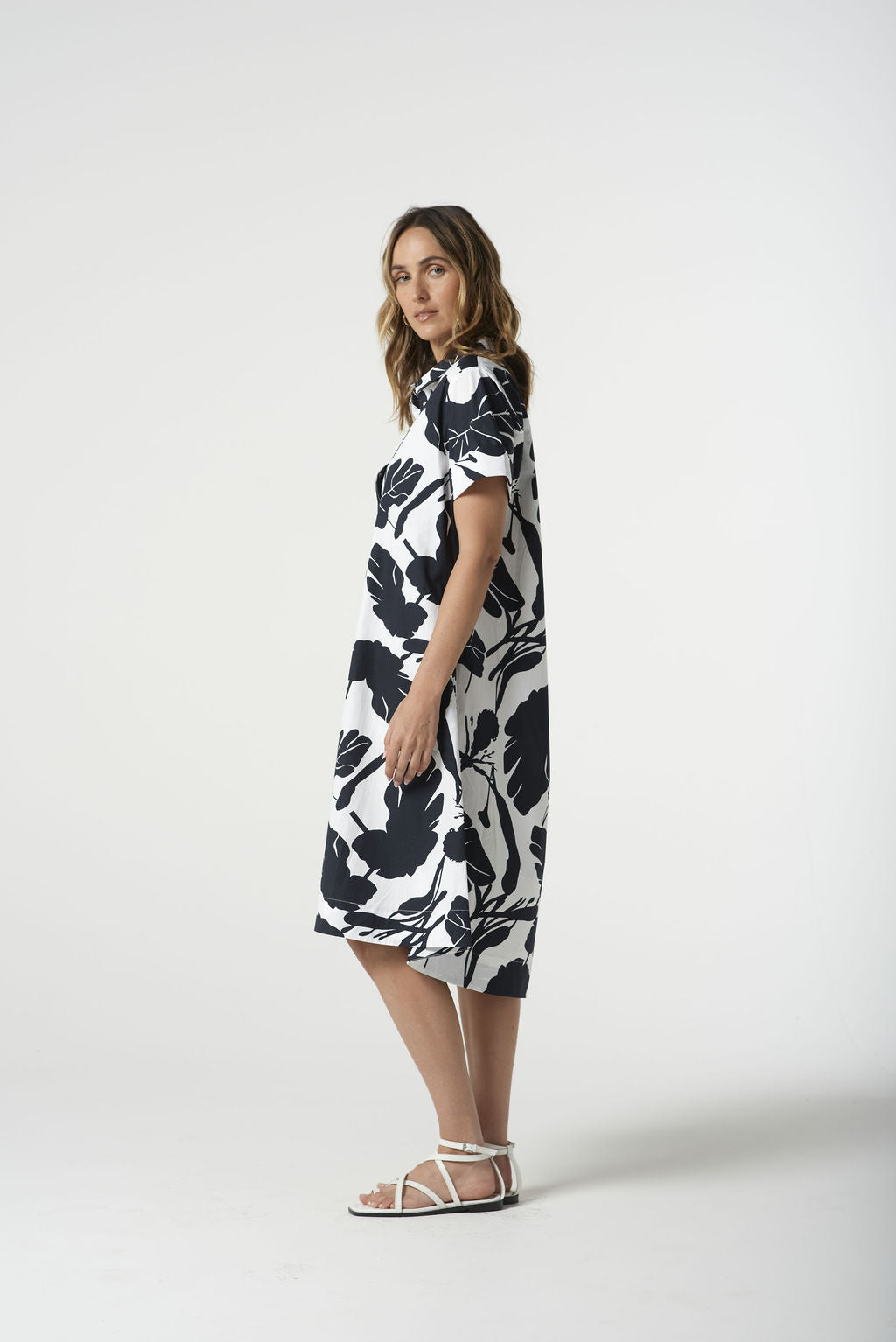 GOONDIWINDI COTTON BLOCK LEAF PRINT DRESS