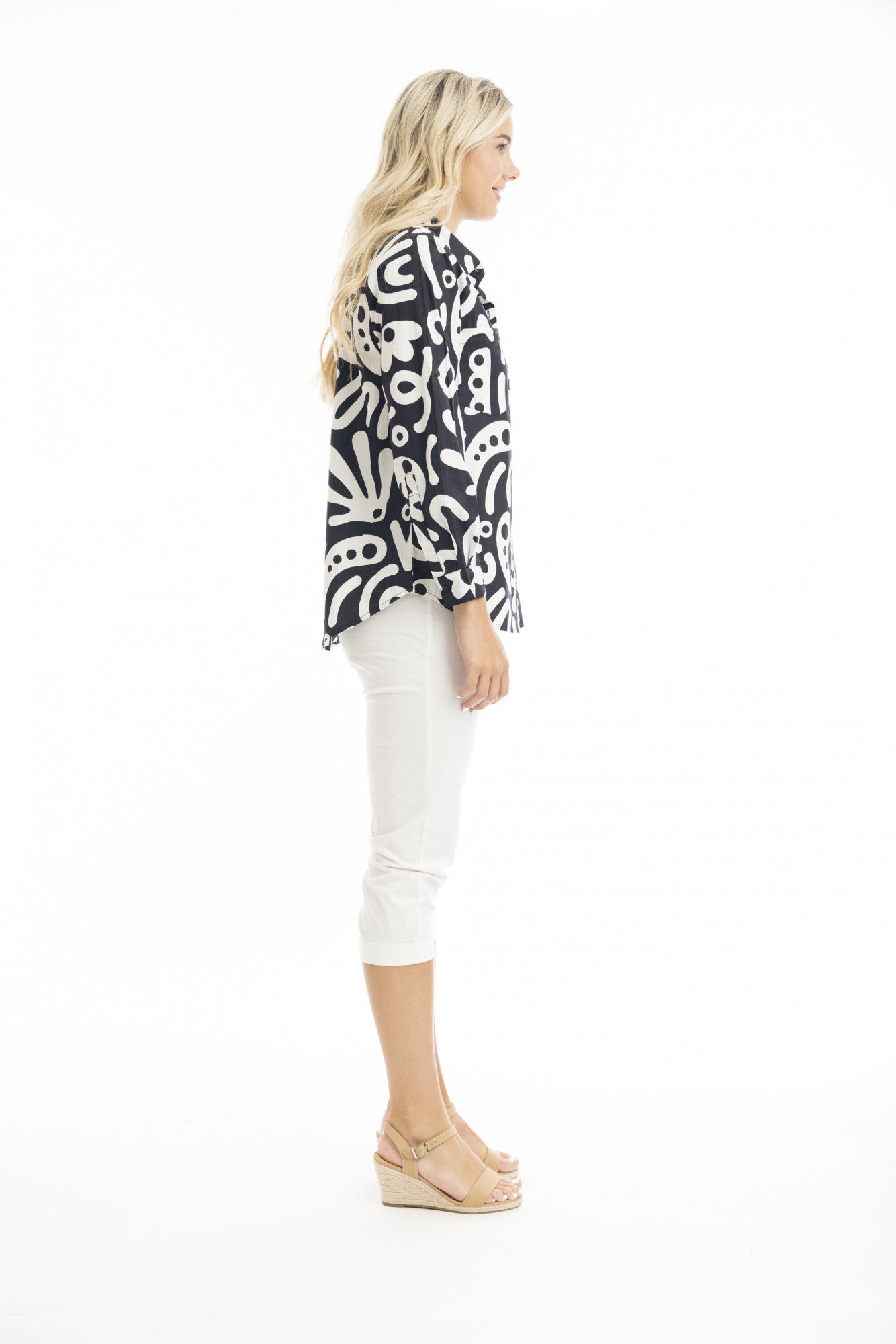 ORIENTIQUE POPLIN PRINT SHIRT