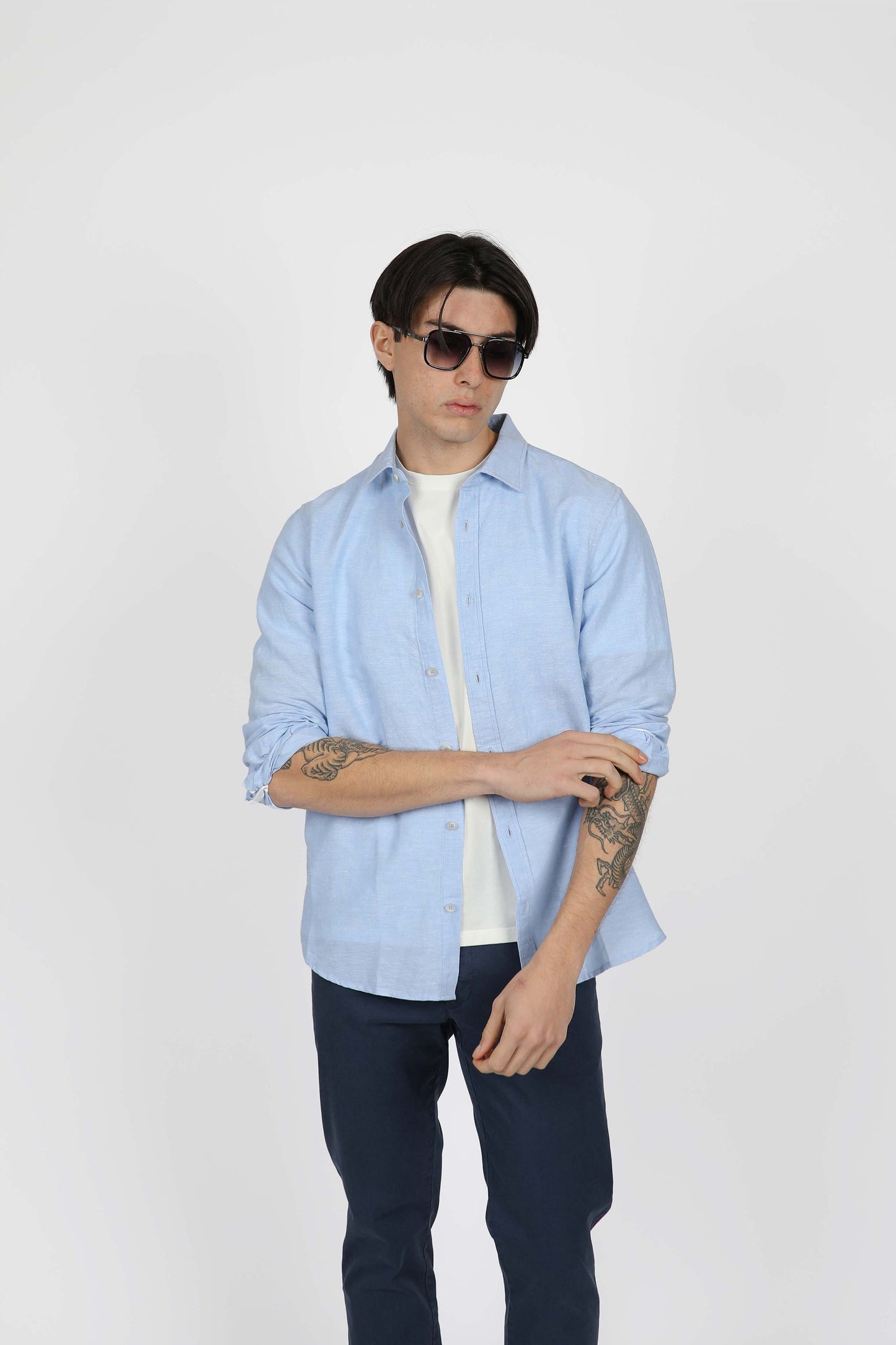 JAMES HAPRER LINEN BLEND LS SHIRT