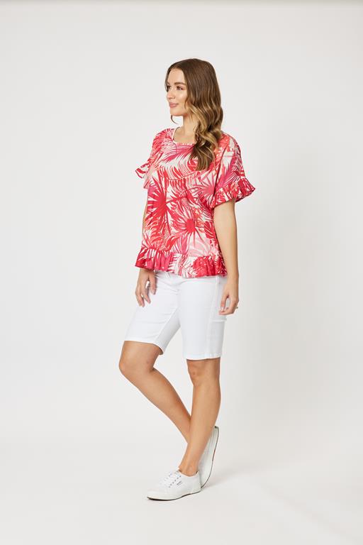 GORDON SMITH PALM PRINT COTTON TOP