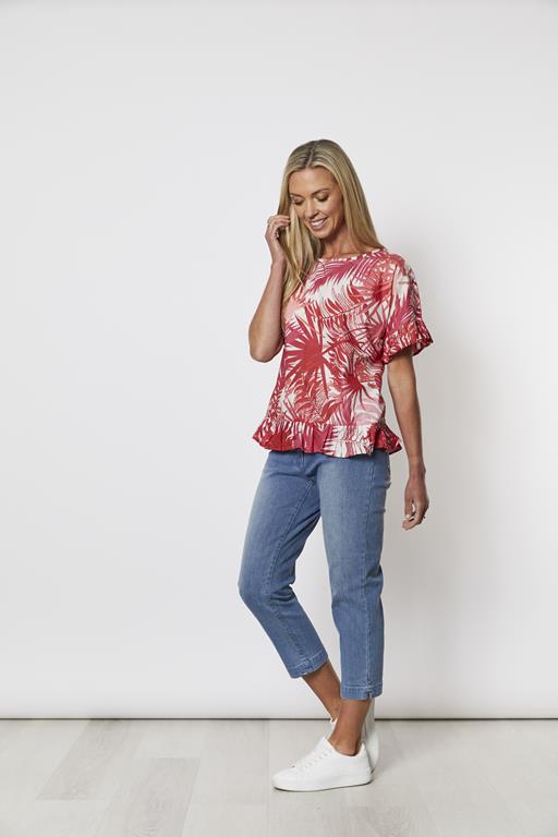 GORDON SMITH PALM PRINT COTTON TOP