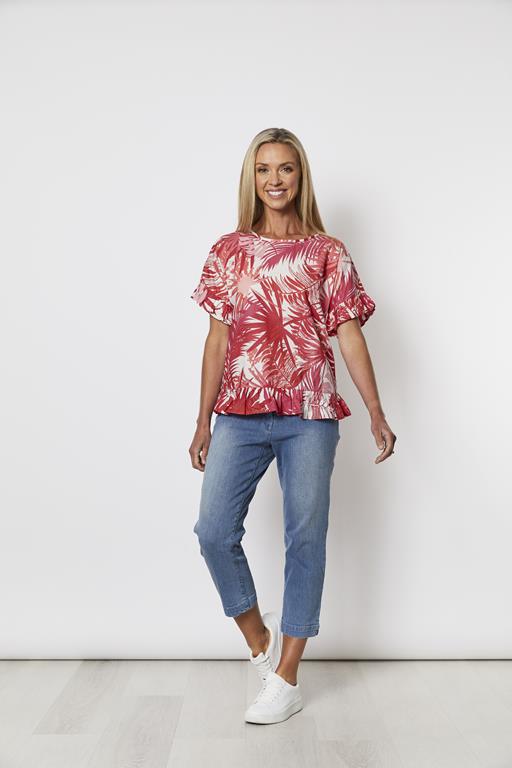 GORDON SMITH PALM PRINT COTTON TOP
