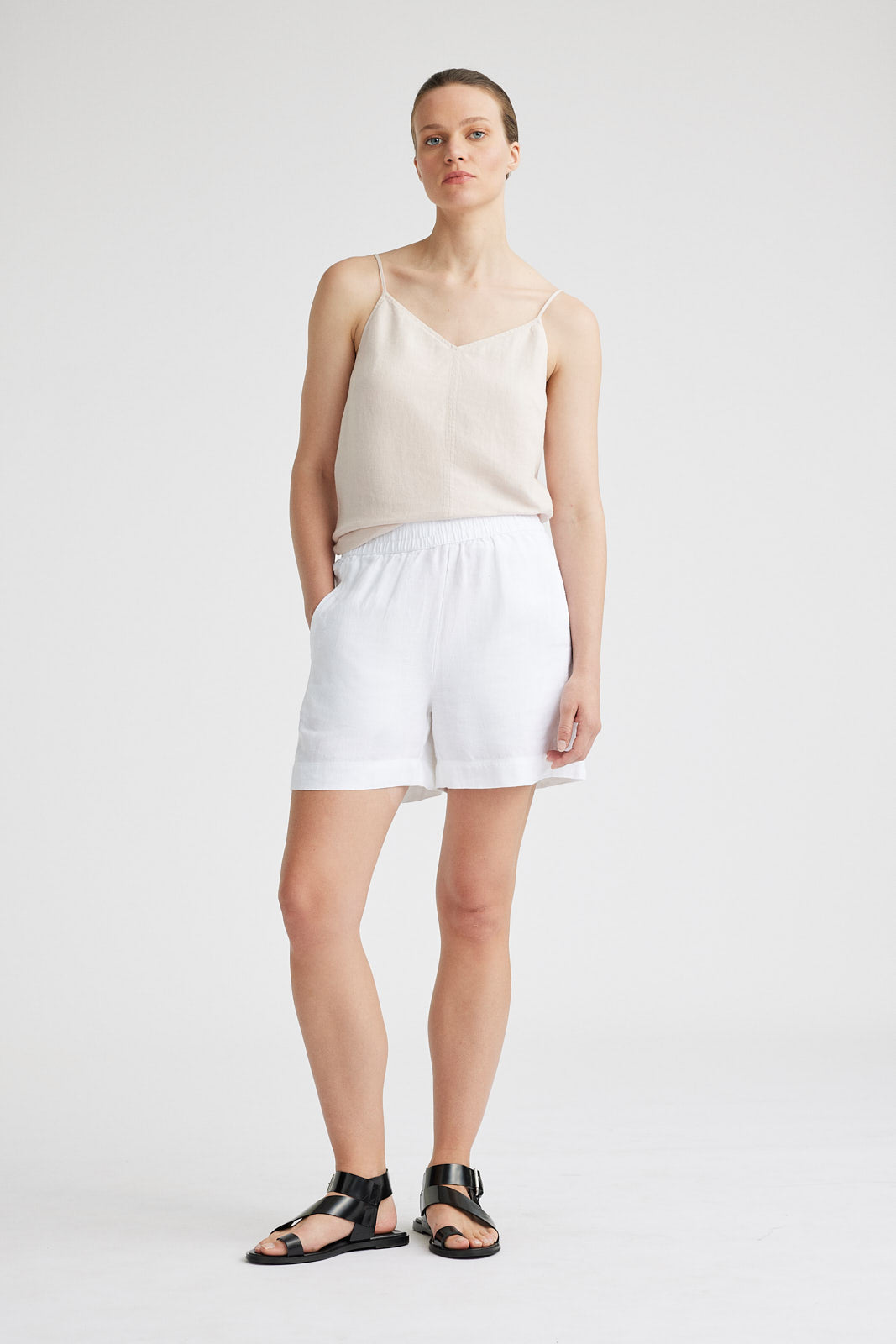 TOORALLIE GATHERED WAIST LINEN SHORT