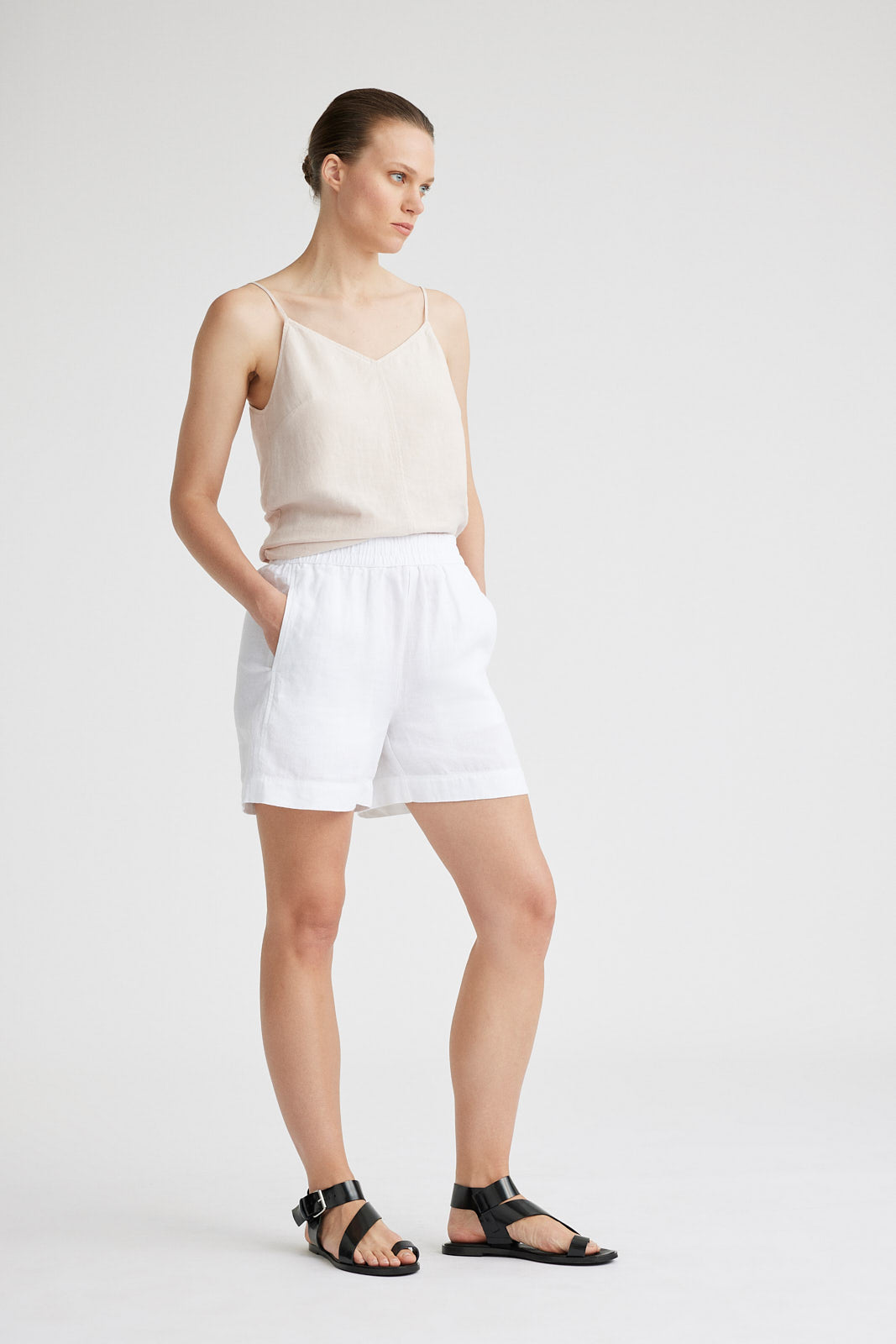 TOORALLIE GATHERED WAIST LINEN SHORT