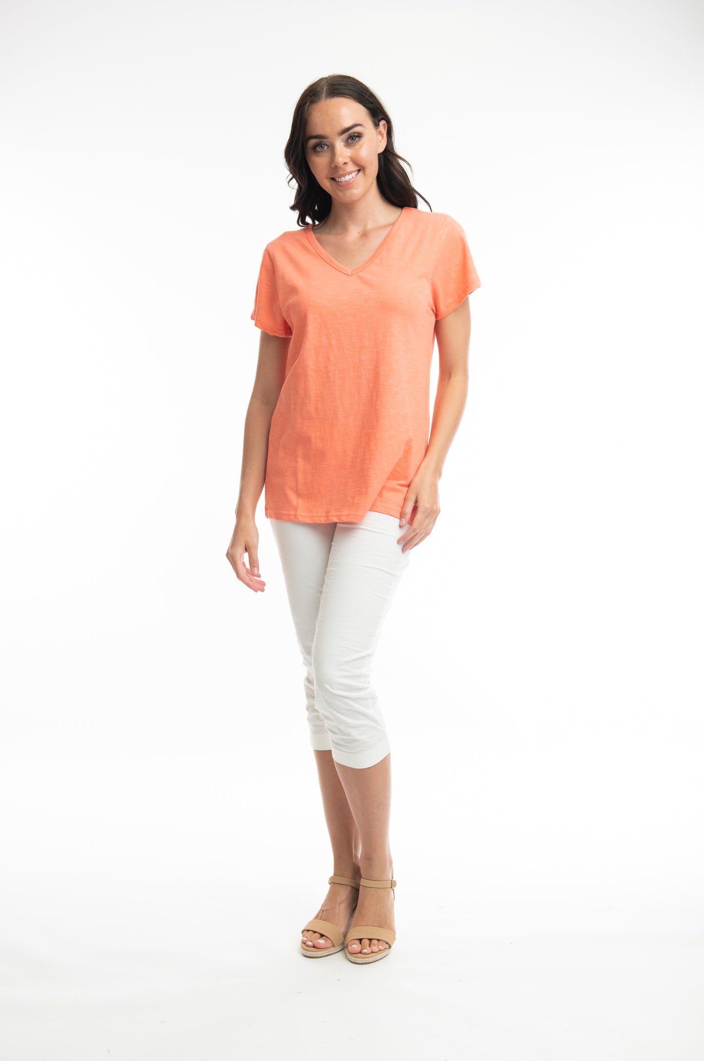 ORIENTIQUE ESSENTIALS V NECK TEE