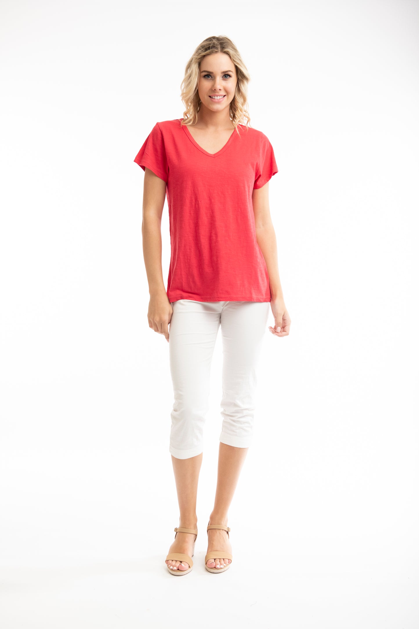 ORIENTIQUE ESSENTIALS V NECK TEE