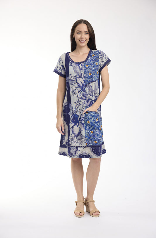 ORIENTIQUE AVIGNON PATCH PRINT DRESS