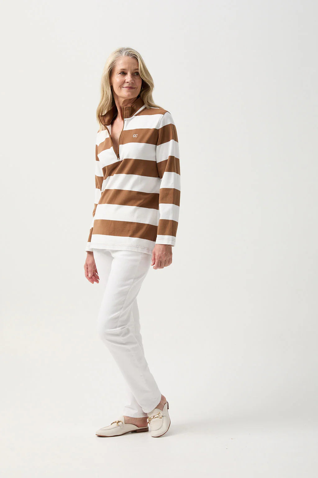 GOONDIWINDI 1/4 ZIP STRIPE RUGBY