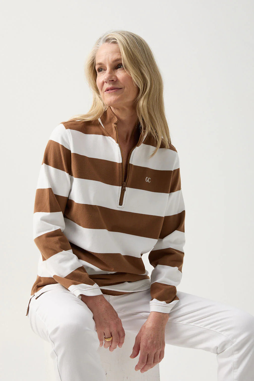 GOONDIWINDI 1/4 ZIP STRIPE RUGBY