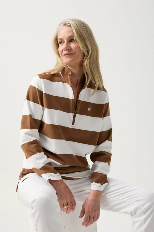 GOONDIWINDI 1/4 ZIP STRIPE RUGBY
