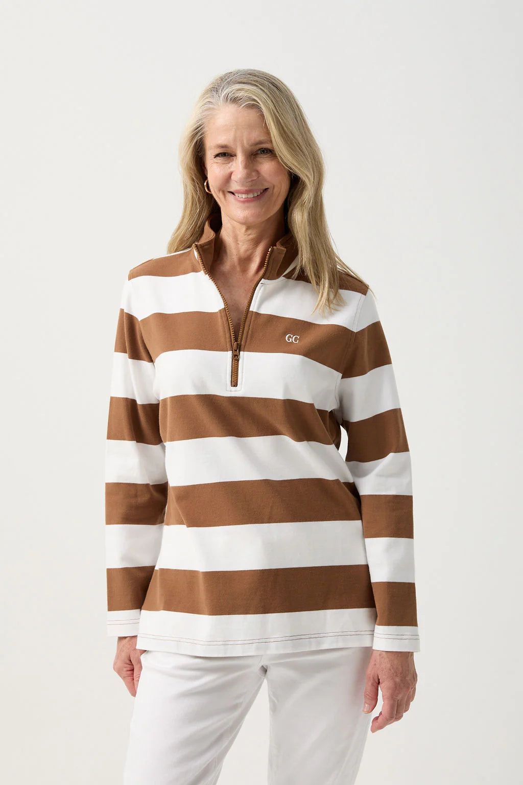 GOONDIWINDI 1/4 ZIP STRIPE RUGBY