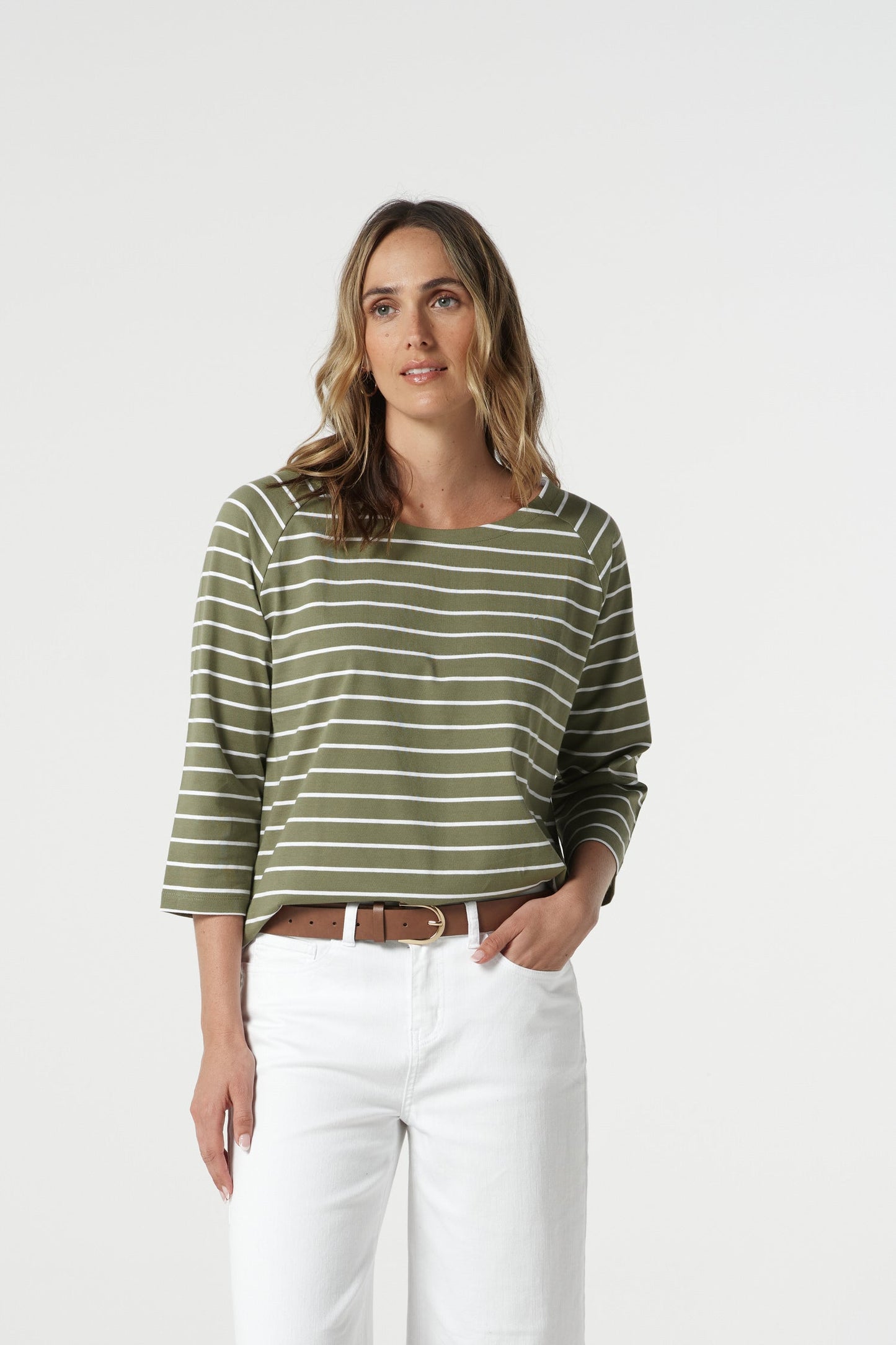 GOONDIWINDI COTTON 3/4 SL STRIPE TEE