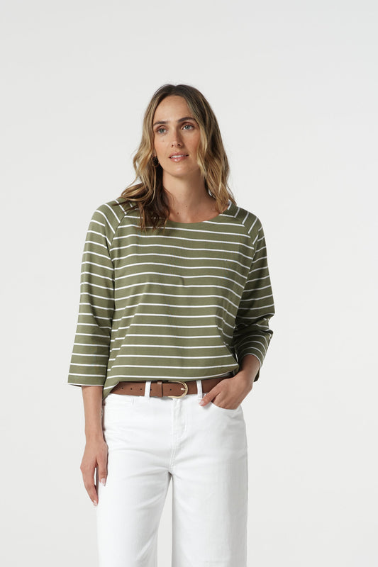 GOONDIWINDI COTTON 3/4 SL STRIPE TEE