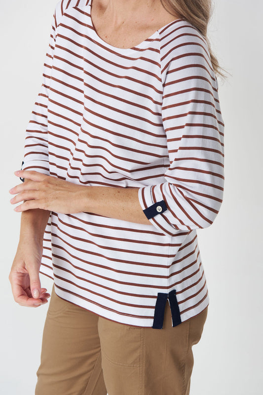 GOONDIWINDI COTTON TRACK 3/4 SLEEVE STRIPE TEE