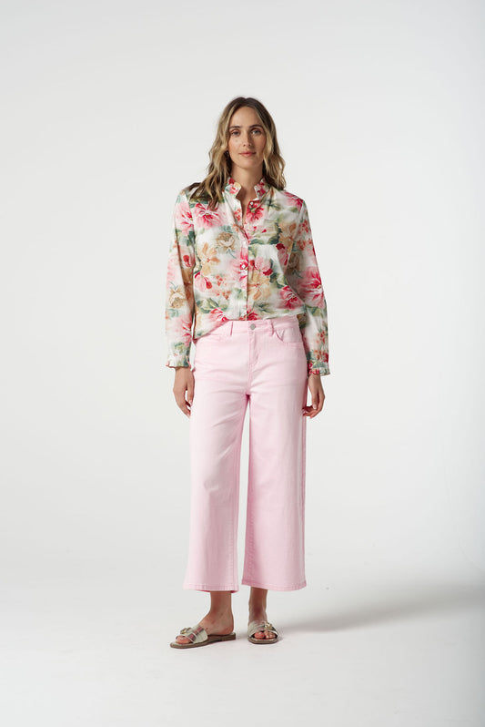 GOONDIWINDI COTTON FLORAL FRILL COLLAR SHIRT