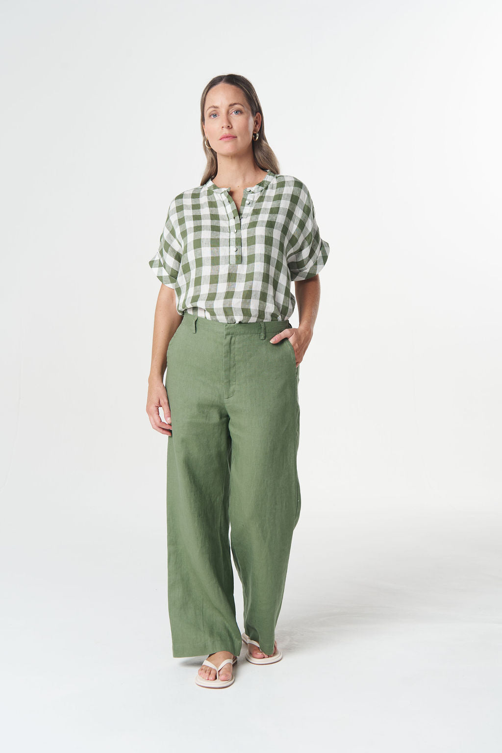 GOONDIWINDI HONEY GINGHAM BLOUSE