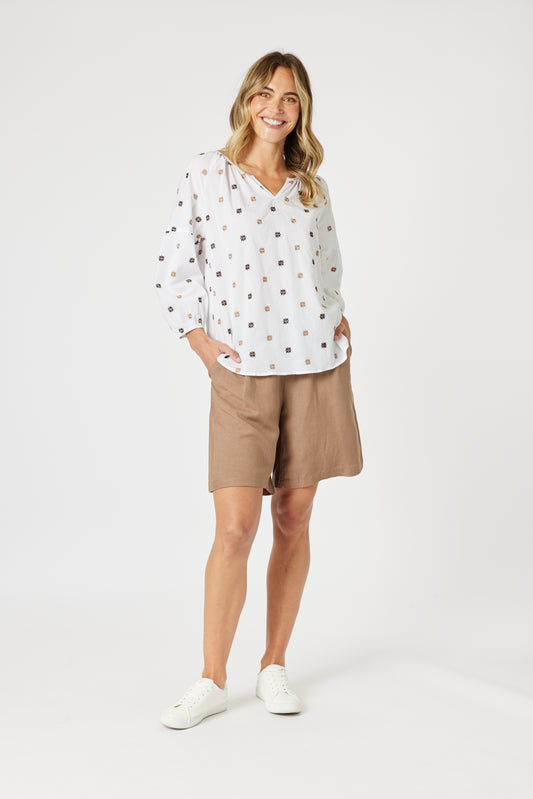 GORDON SMITH RATTAN EMB TOP