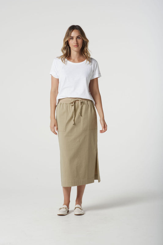 GOONDIWINDI COTTON LONG RIB WAIST CASUAL SKIRT