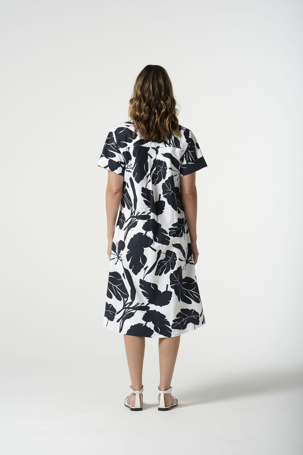 GOONDIWINDI COTTON BLOCK LEAF PRINT DRESS