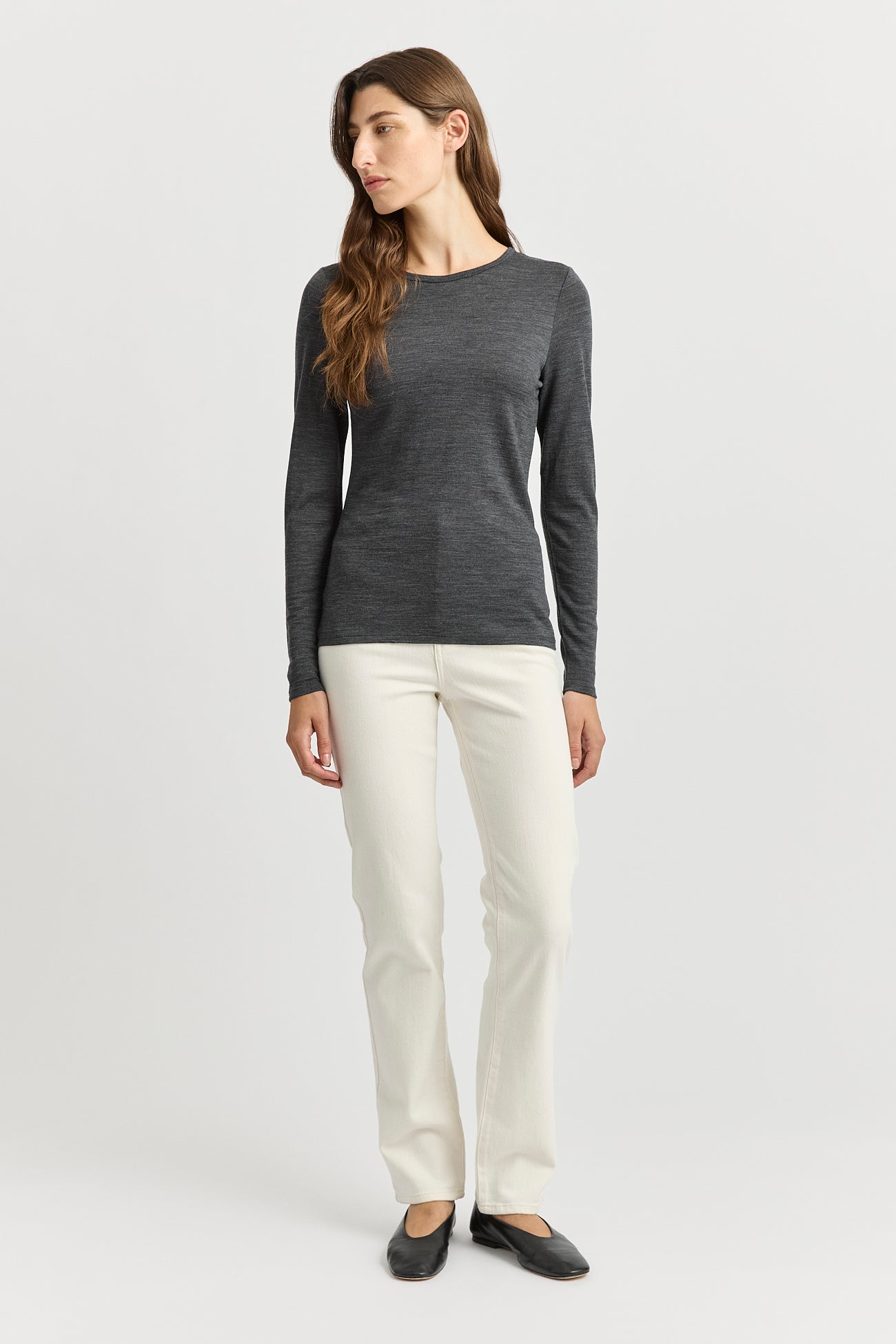 TOORALLIE CREW MERINO TEE - CHARCOAL