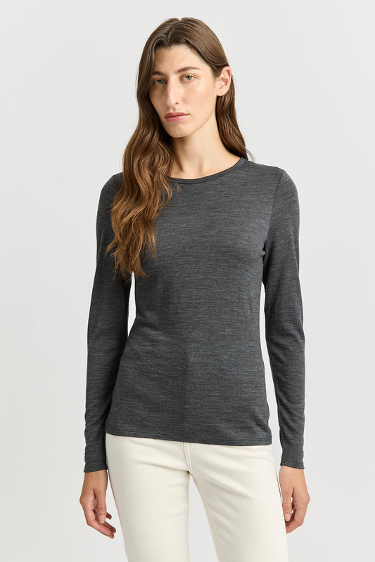 TOORALLIE CREW MERINO TEE - CHARCOAL