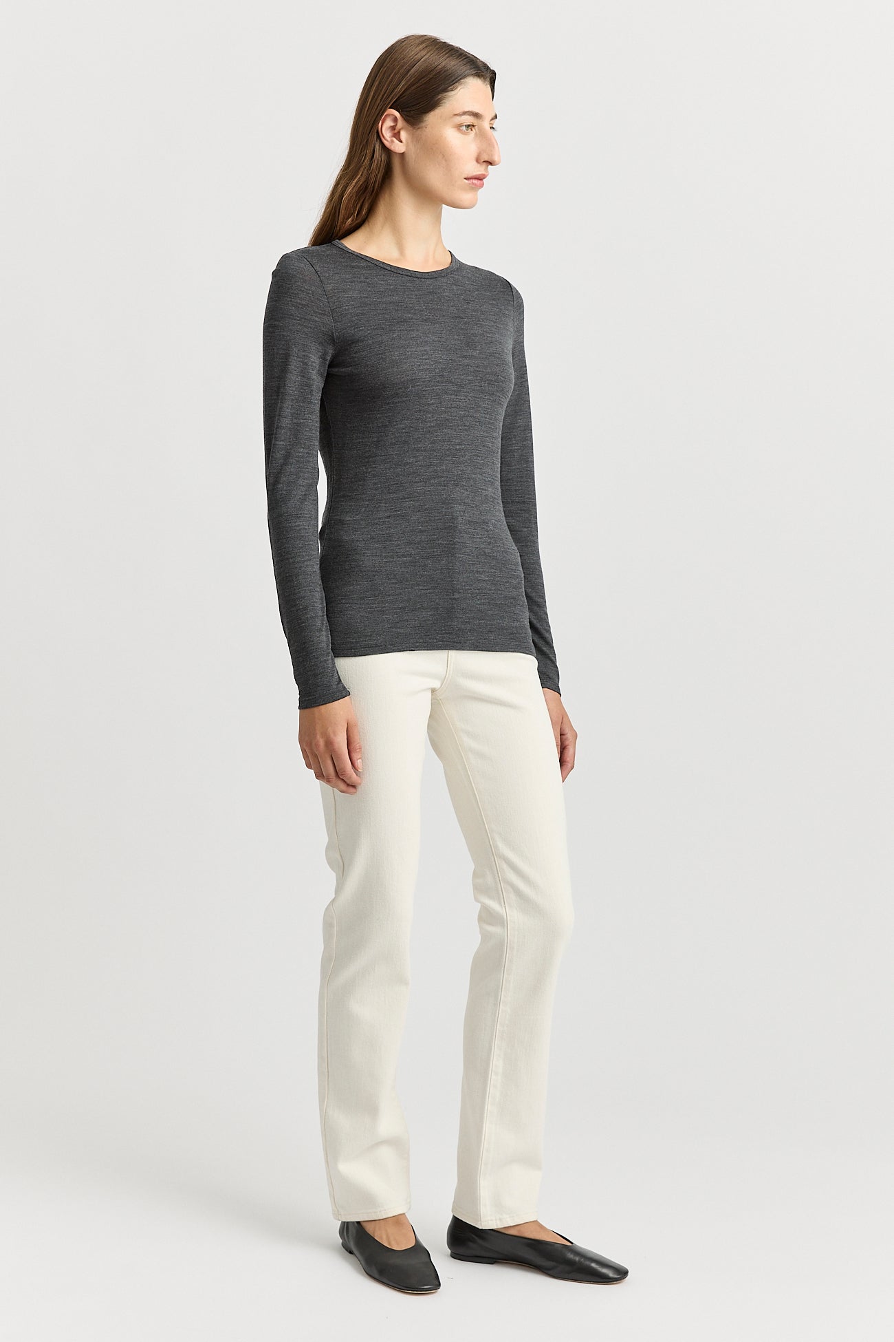 TOORALLIE CREW MERINO TEE - CHARCOAL