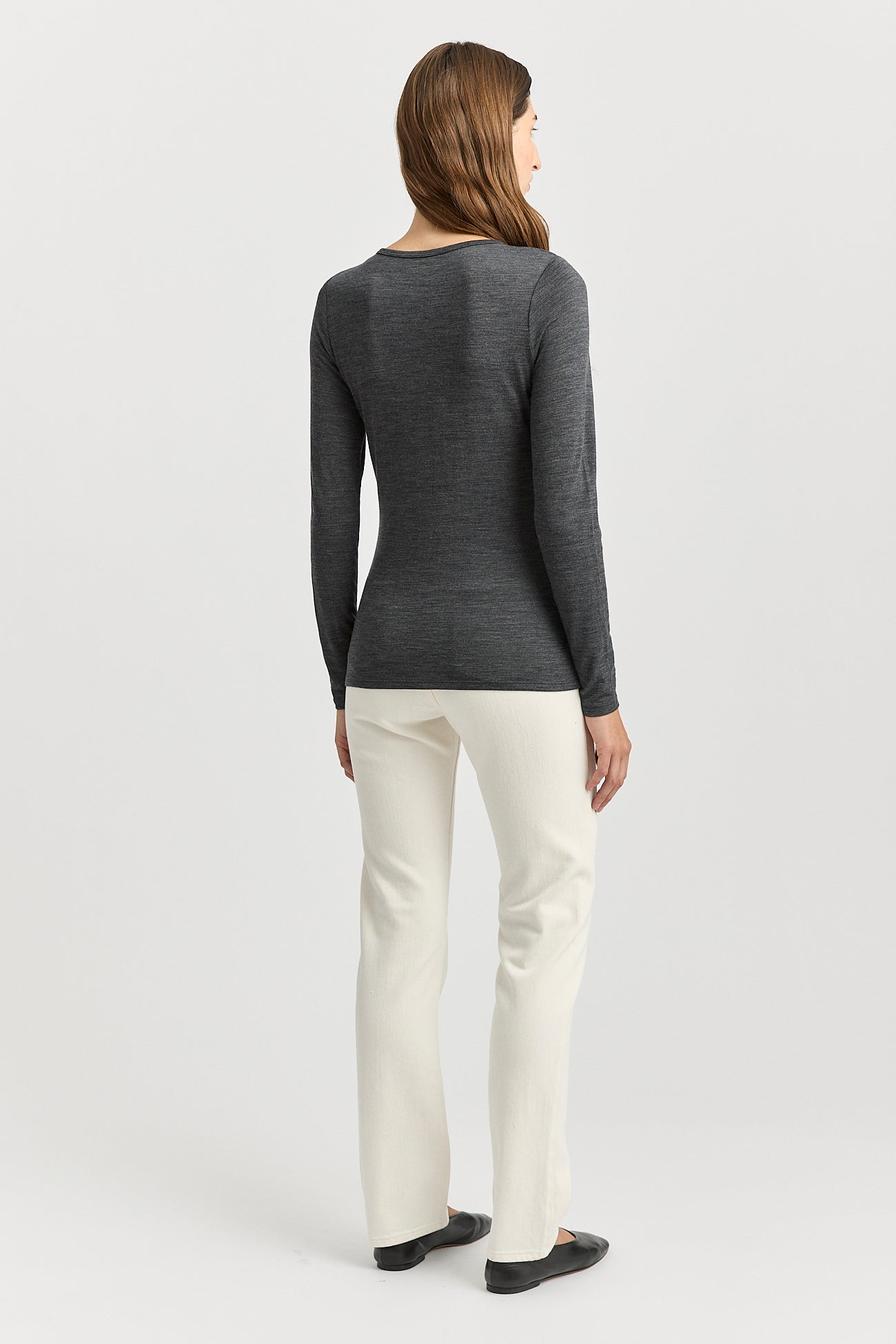 TOORALLIE CREW MERINO TEE - CHARCOAL