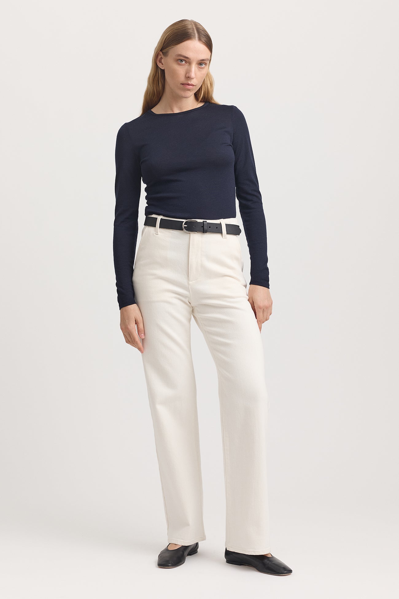 TOORALLIE CREW MERINO TEE - FRENCH NAVY
