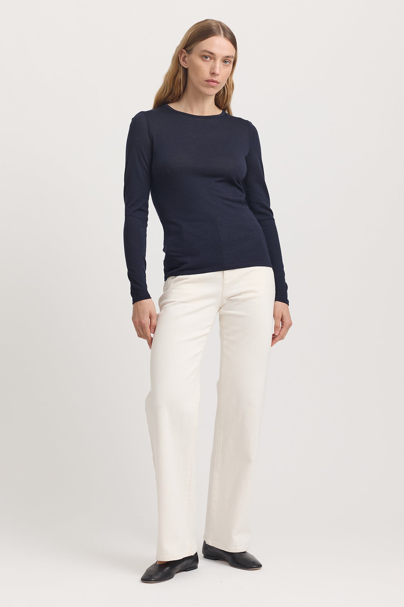 TOORALLIE CREW MERINO TEE - FRENCH NAVY