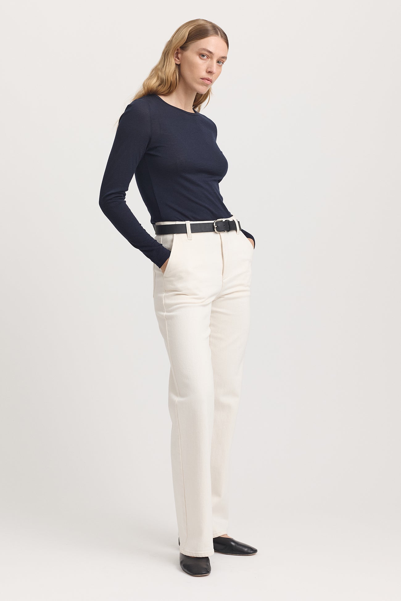 TOORALLIE CREW MERINO TEE - FRENCH NAVY