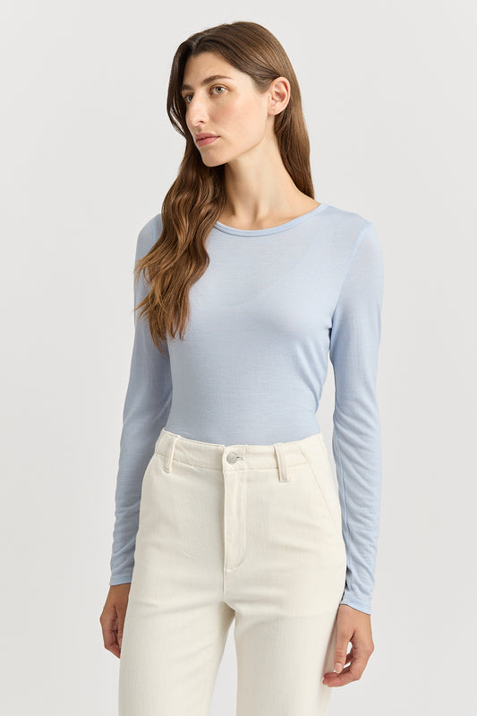 TOORALLIE CREW MERINO TEE - DOVE GREY