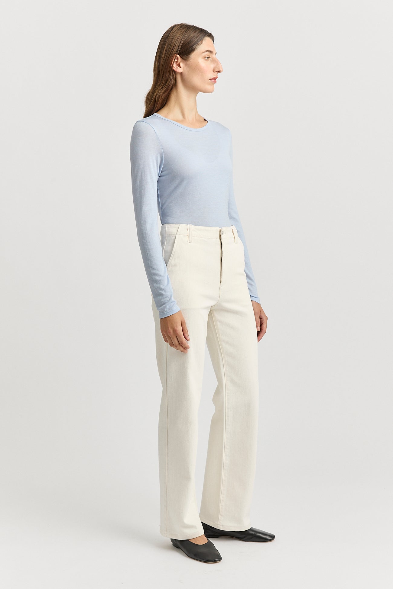 TOORALLIE CREW MERINO TEE - DOVE GREY