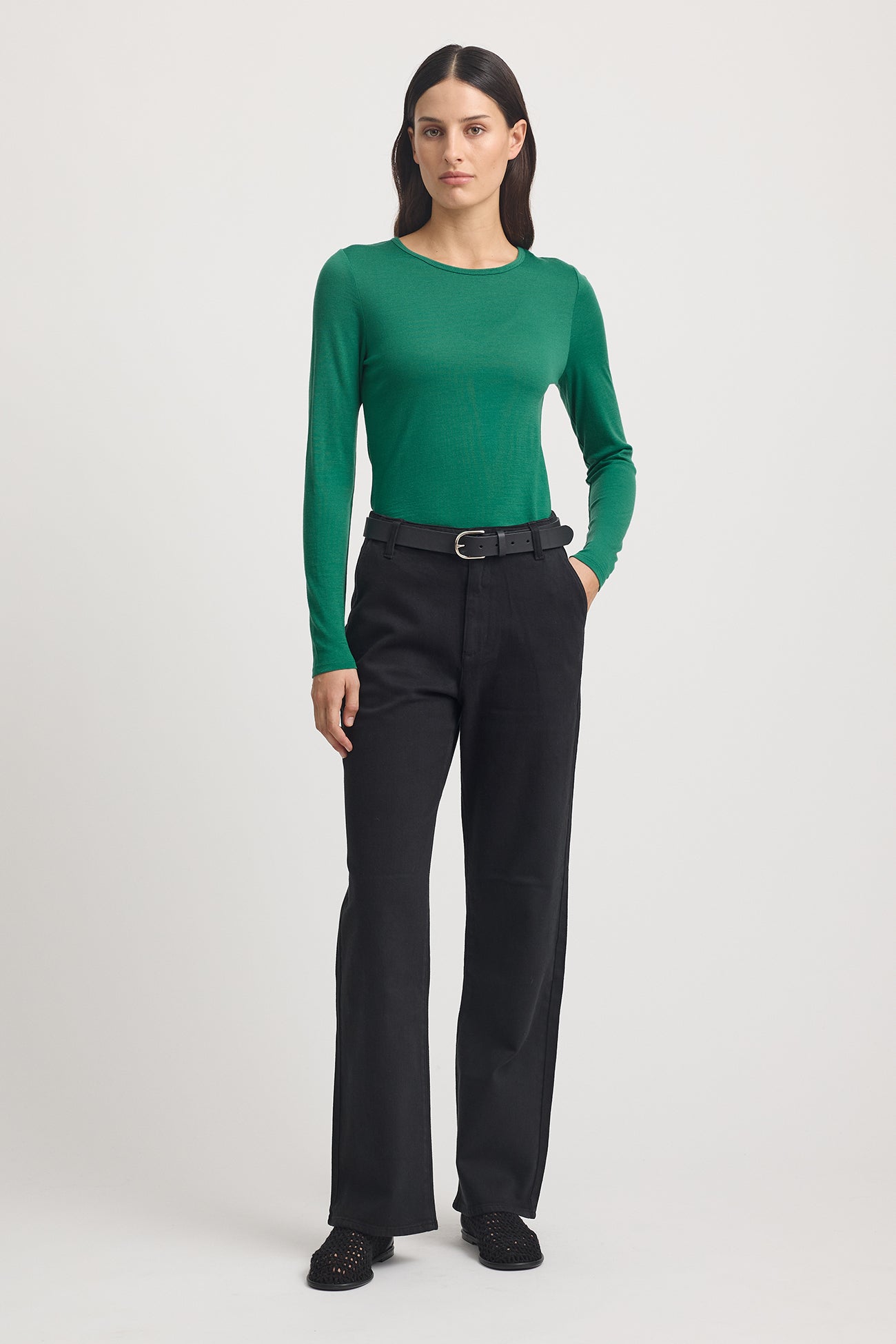 TOORALLIE CREW MERINO TEE - LUSH GREEN
