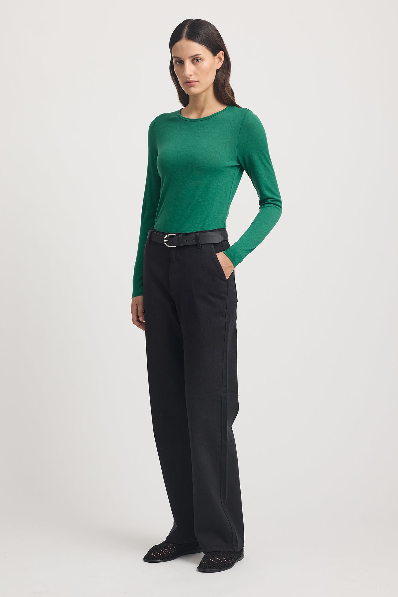 TOORALLIE CREW MERINO TEE - LUSH GREEN