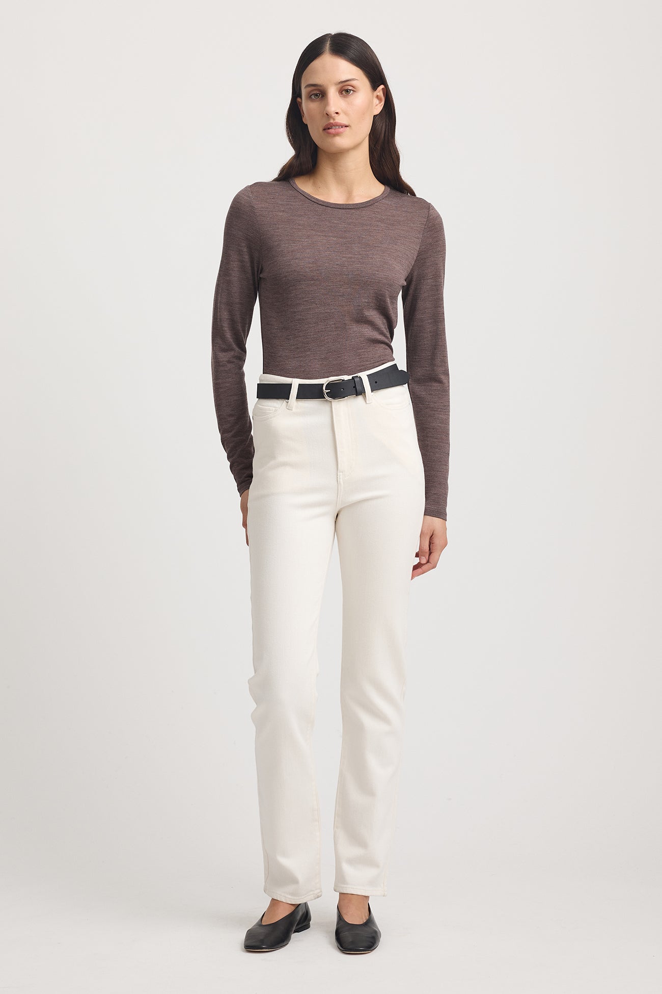 TOORALLIE CREW MERINO TEE - MOCHA