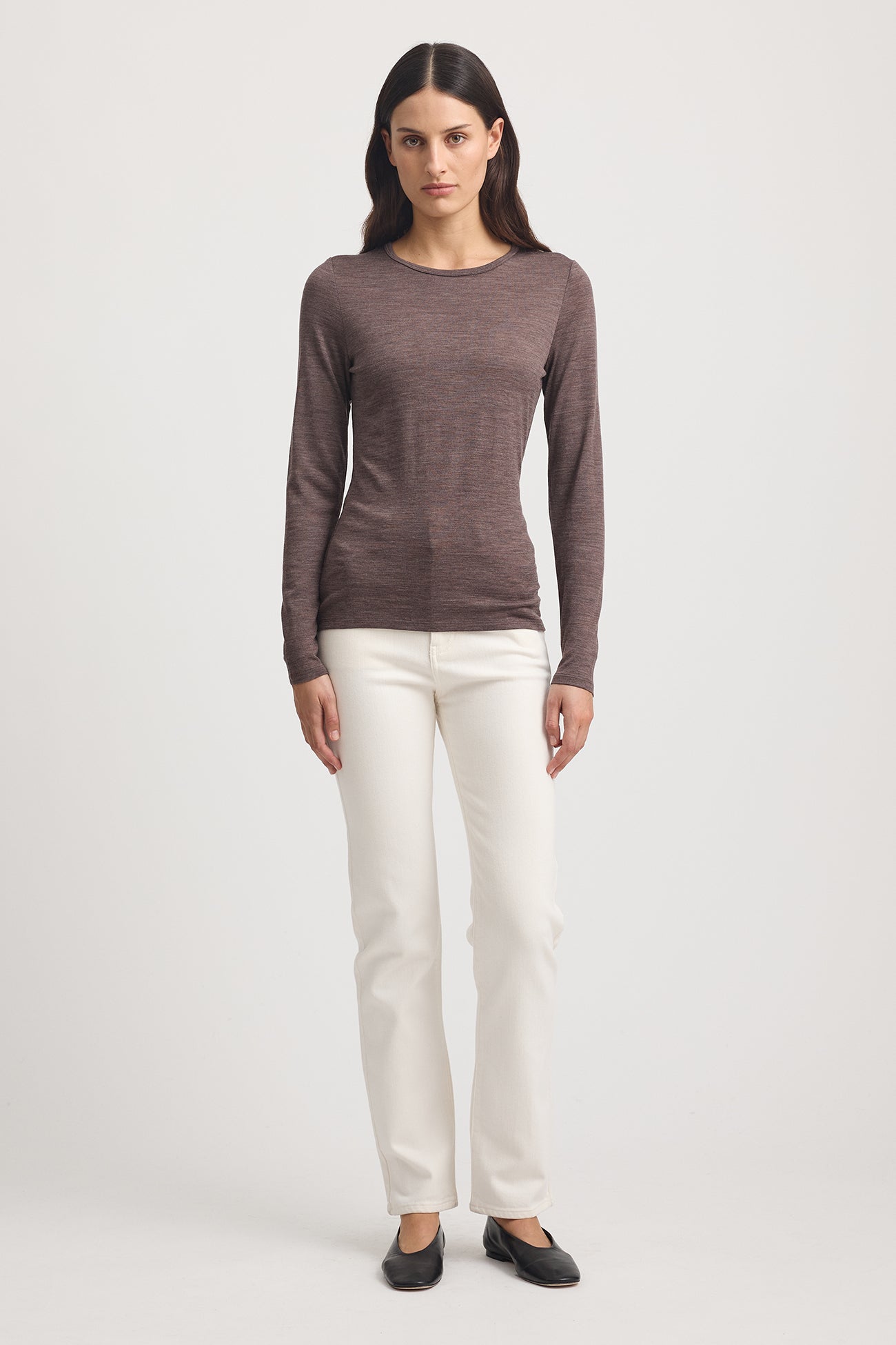 TOORALLIE CREW MERINO TEE - MOCHA
