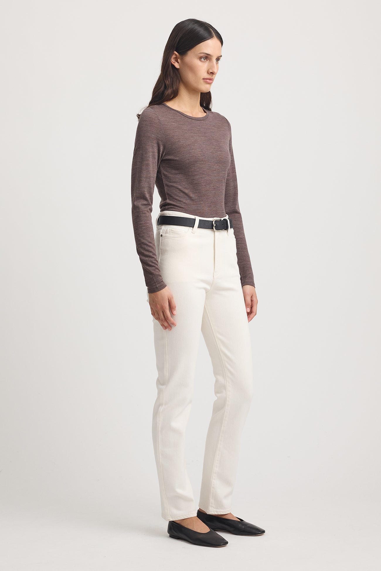 TOORALLIE CREW MERINO TEE - MOCHA