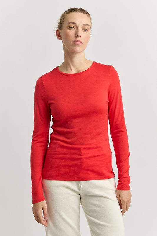 TOORALLIE CREW MERINO TEE - POPPY