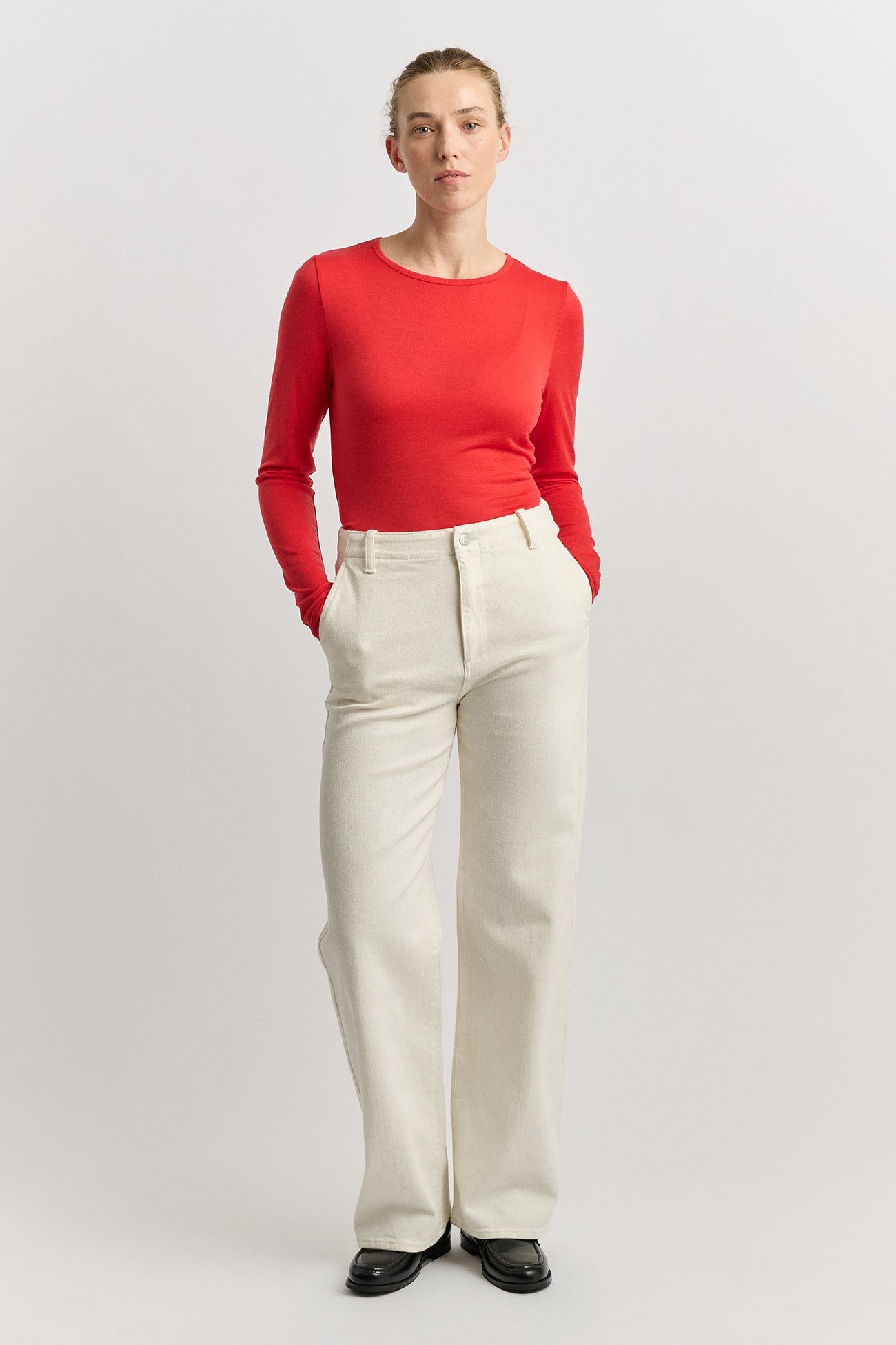TOORALLIE CREW MERINO TEE - POPPY